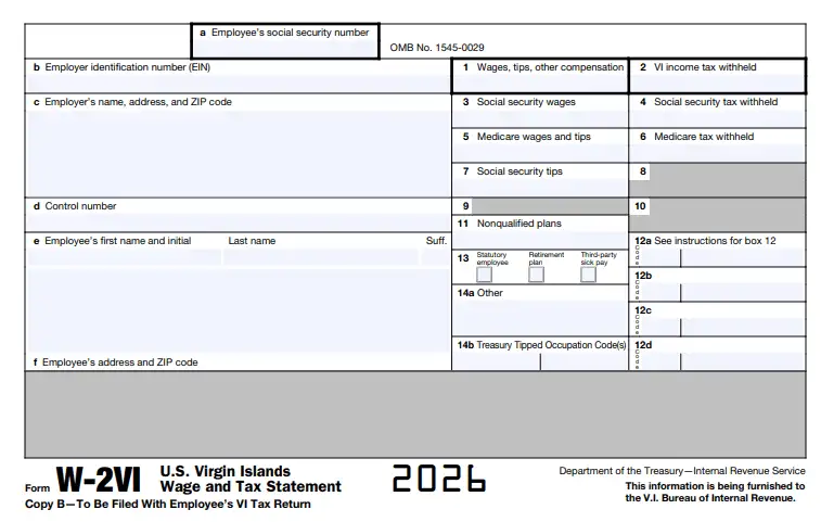 W-2 IRS tax form for 2026