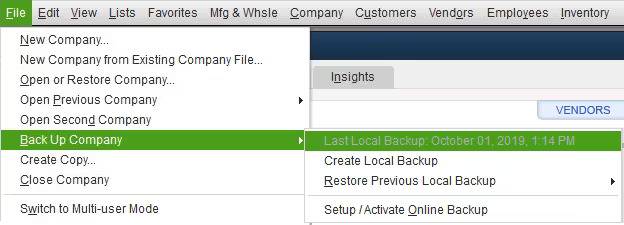 Create a Backup File in QuickBooks Desktop