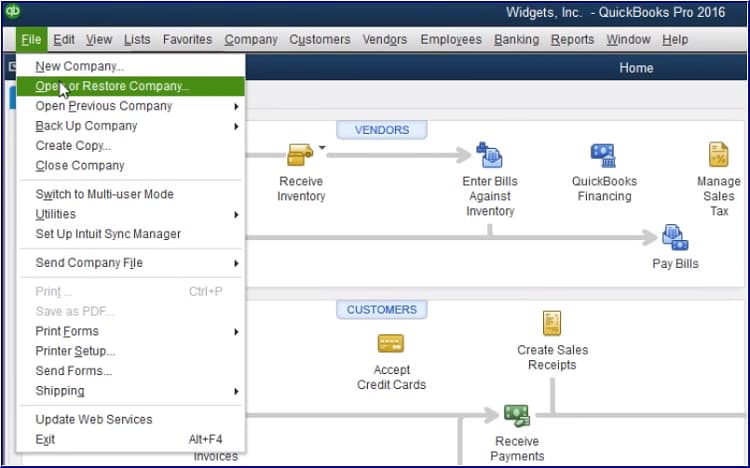 Restore QuickBooks Backup File