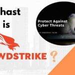 A cat watching a laptop with the text “What is CrowdStrike?” and “Protect Against Cyber Threats” written on the left side of the cat.