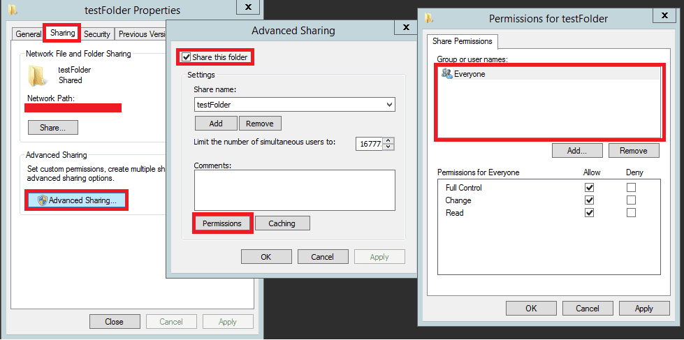 Image is showing how to Check Folder Permissions and Sharing Settings