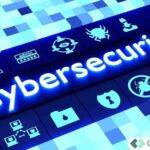 Cybersecurity digital banner with glowing icons and OneUp Networks logo.