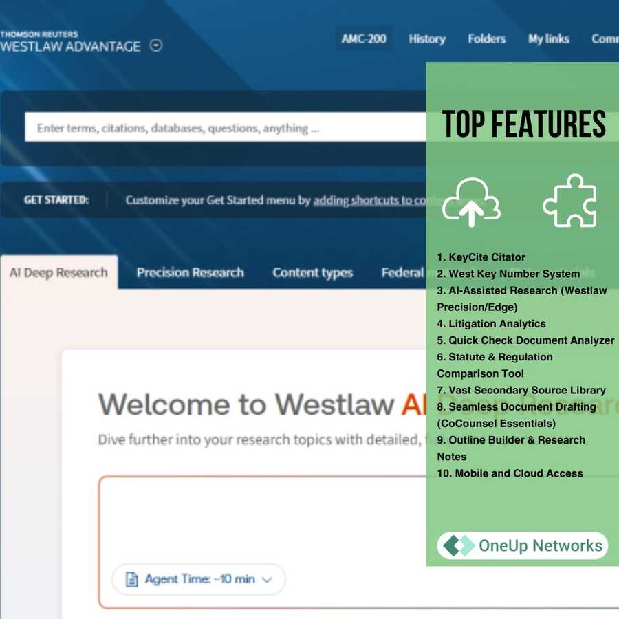 Thomson Reuters Westlaw login features used by lawyers - shared by OneUp Networks