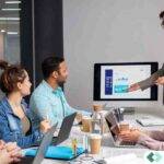 team meeting to review virtual desktop performance and remote access