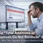 total additions or disposals do not reconcile error tax software troubleshooting accountant screen issue
