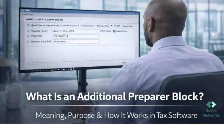 additional preparer block in tax software showing multiple preparer details and workflow attribution