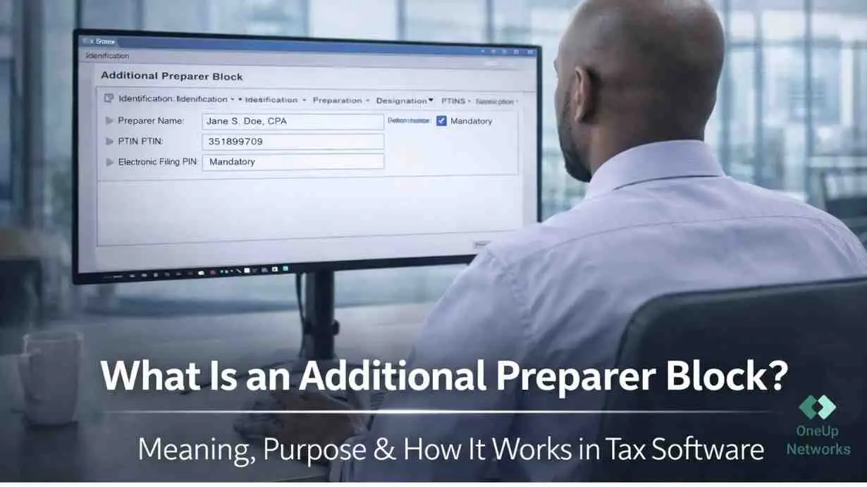 additional preparer block in tax software showing multiple preparer details and workflow attribution