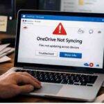 OneDrive not syncing error on laptop screen with files not updating across devices