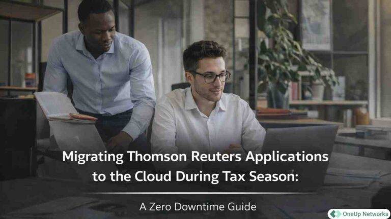 Accounting team working on migrating Thomson Reuters applications to cloud during tax season