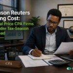 CPA advisor analyzing Thomson Reuters hosting costs and tax-season accounting workload reports.